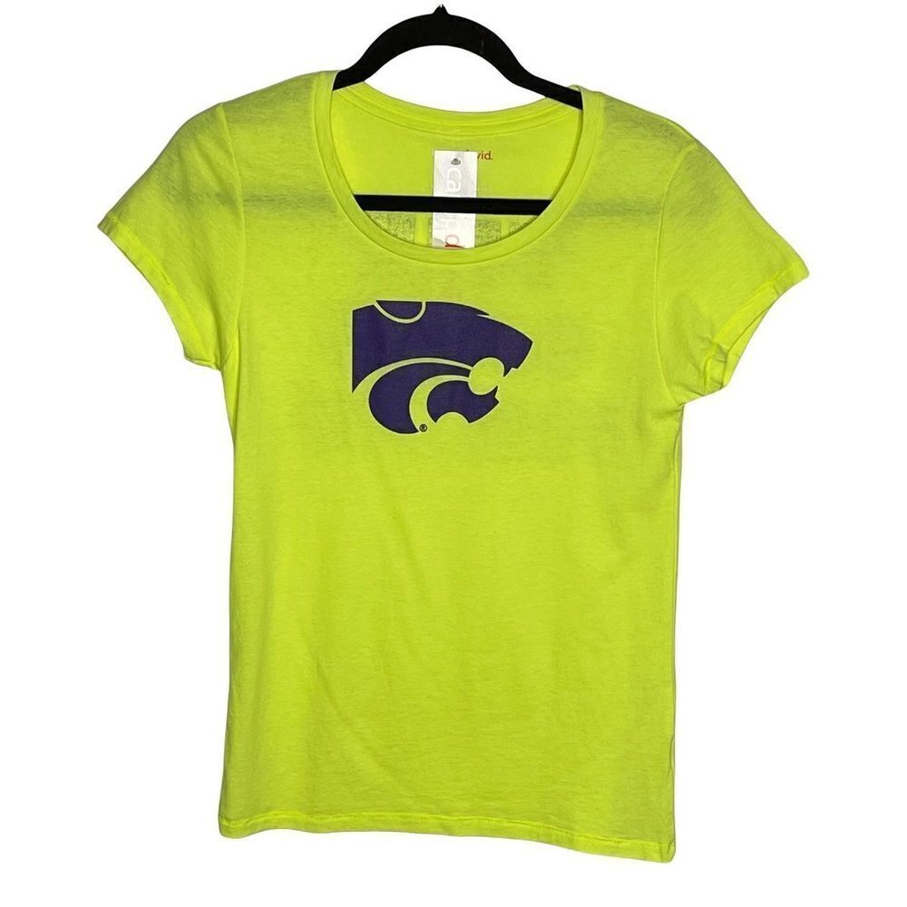 NWT Camp David Women's Kansas State Wildcats Short Sleeve Tee Neon Yellow M